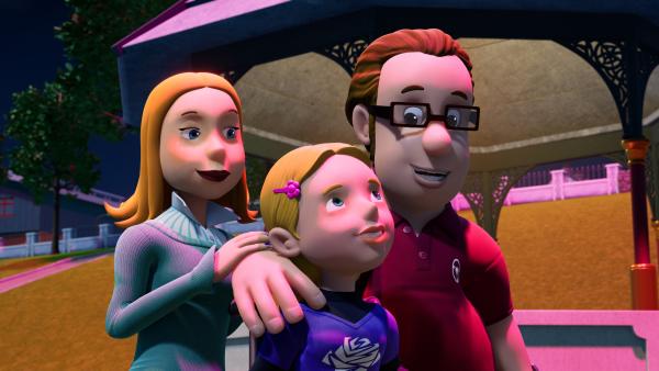 Bild 1 von 3: Lizzie, Hannah und Joe bestaunen das große Pontypandy-Feuerwerk.
