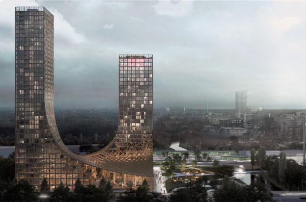 Bild 1 von 1: Wolkenkratzer aus Holzverbundstoffen - viel weniger CO2-Belastung als bei Beton und Stahl. Das ist die Zukunft des städtischen Bauens, wenn es nach Architekt Marco Vermeulen geht.