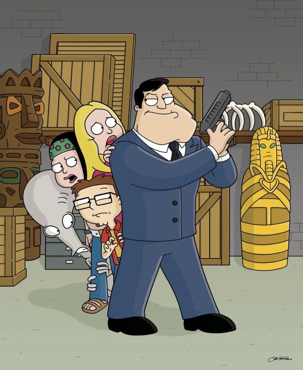 Bild 1 von 3: (v.l.n.r.) Roger; Hayley Smith; Steve Smith; Francine Smith; Stan Smith