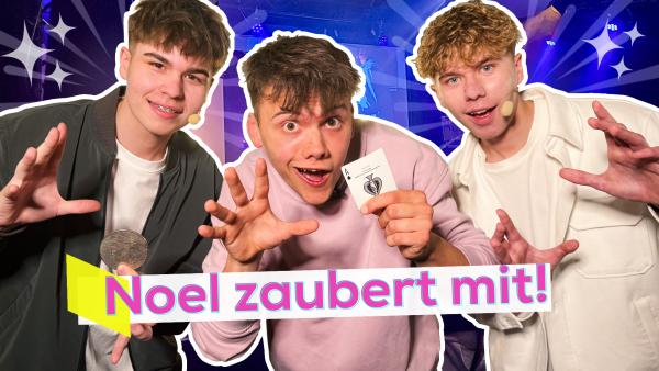 Bild 1 von 1: Noel (Mitte) trifft die Zauberer Jamie und Julien Fuerch aka twoMagic.