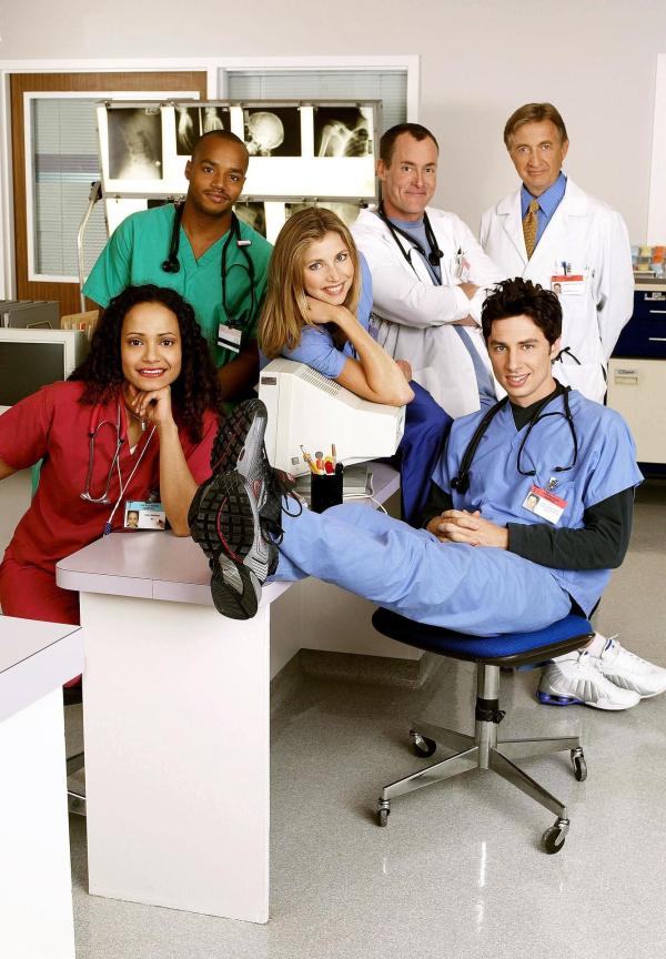Bild 1 von 34: Im Bild (v.li.): Judy Reyes (Nurse Carla Espinosa), Donald Faison (Chris Turk), Sarah Chalke (Elliott Reid), John C. McGinley (Dr. Phil Cox), Ken Jenkins (Dr. Bob Kelso), Zach Braff (John 'J.D.' Dorian).