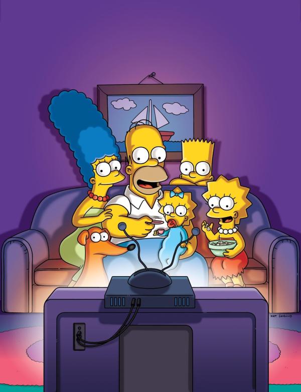 Bild 1 von 36: (27. Staffel) - Die Simpsons sind eine nicht alltägliche Familie: Maggie (M.), Marge (l.), Lisa (r.), Homer (2.v.l.) und Bart (2.v.r.) ...