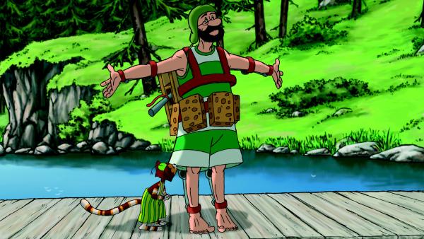 Bild 1 von 3: Findus zweifelt, ob Petterssons Schwimm-Maschine wirklich funktioniert.