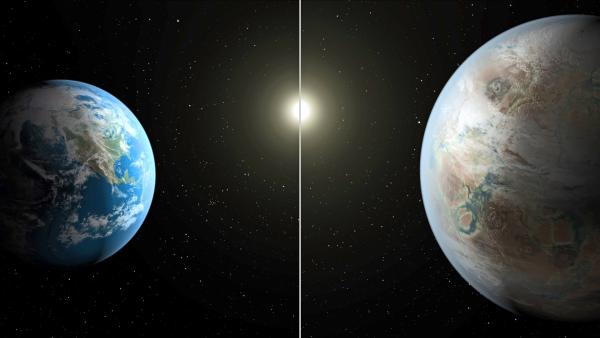 Bild 1 von 3: Obgleich sich Erde und Kepler-452b in ihren Klimata sehr ähneln, ist letzterer etwa 60 Prozent größer als unser Heimatplanet.