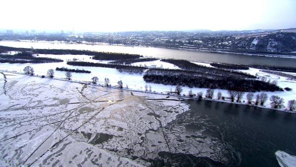 Bild 1 von 6: Die Donauinsel im Winter.
