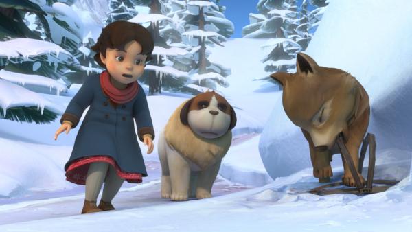 Bild 1 von 3: Heidi findet das Wolfsjunge, das in einer Falle steckt.