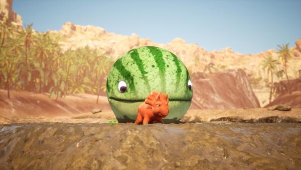 Bild 1 von 4: Wenn Ginger den Melonensuchus wieder ins Wasser schieben möchte, hat sie eine große Aufgabe vor sich.