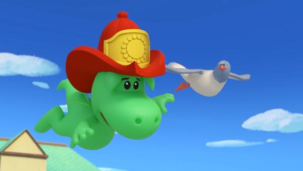 Bild 1 von 5: Was macht Grisu nicht alles, um zu beweisen, dass es Drachen in Drachenstadt gibt.