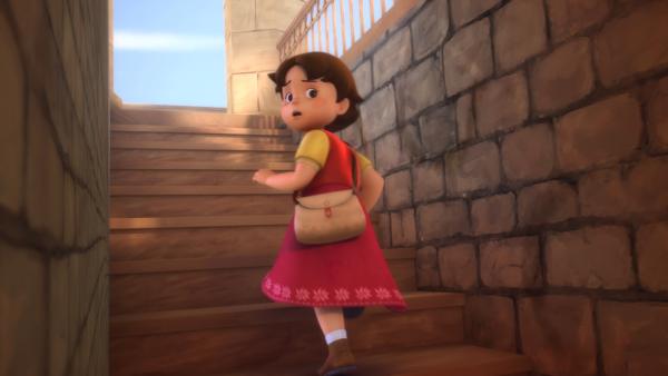 Bild 1 von 6: Heidi konnte den Küster überlisten und steigt auf den Kirchturm.