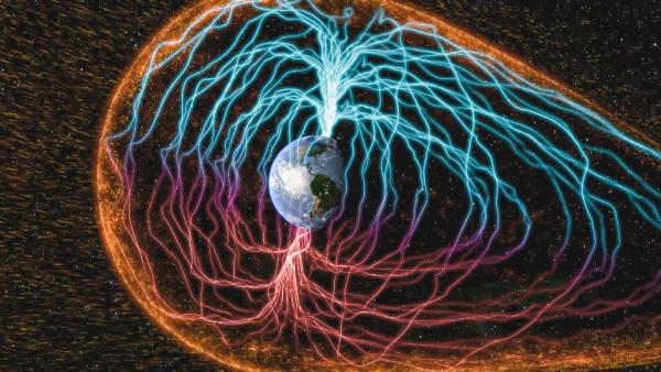 Bild 1 von 4: Das Erdmagnetfeld schirmt den Planeten gegen einen Großteil der komischen Strahlung ab.