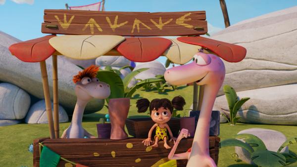 Bild 1 von 3: Selbst wenn Flints Limo nach Dinosaurierfüßen schmeckt - kein Problem für Minus Drei.