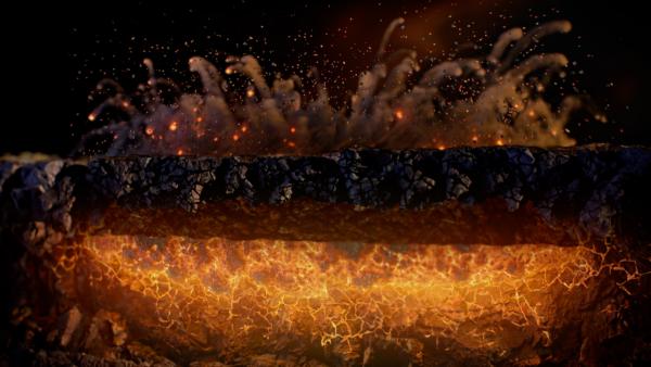 Bild 1 von 6: Bei zu großem Druck in der Magmakammer kann es zu einer massiven Eruption kommen - mit möglicherweise verheerenden Auswirkungen für den ganzen Planeten.