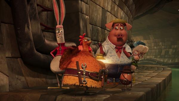 Bild 1 von 3: Leider spricht sich der Monsterverdacht herum, und die Coop Troop muss die Dorfbewohner beruhigen und selbst nachschauen. Die Suche nach dem vermeintlichen Ungeheuer im Untergrund endet mit einer Überraschung.