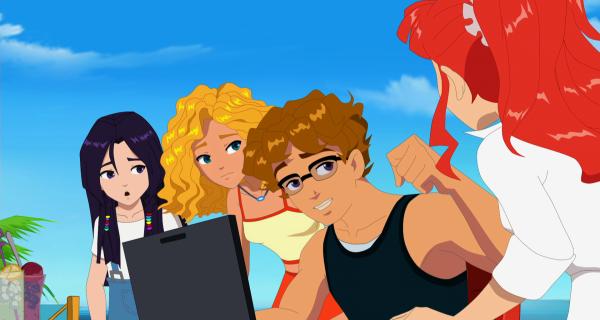 Bild 1 von 4: Cleo, Emma, Lewis und Rikki (v.l.n.r.) wollen herausfinden, zu welchem Schiff die von ihnen gefundene Galionsfigur gehört.