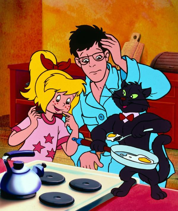 Bild 1 von 3: Bibi und ihr Vater sind überrascht über die erstaunlichen Fähigkeiten ihres neuen Katers.