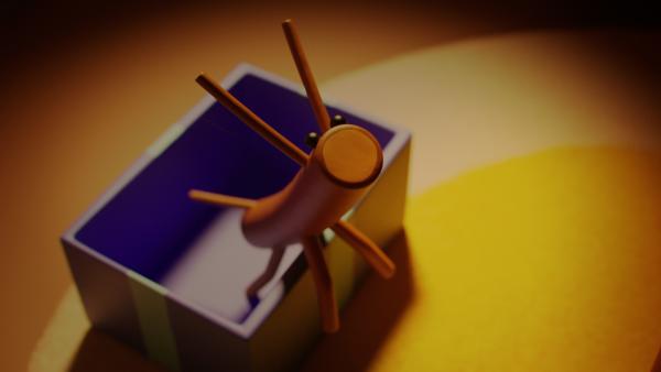 Bild 1 von 3: Forsch springt Stöckchen aus seiner Kiste.