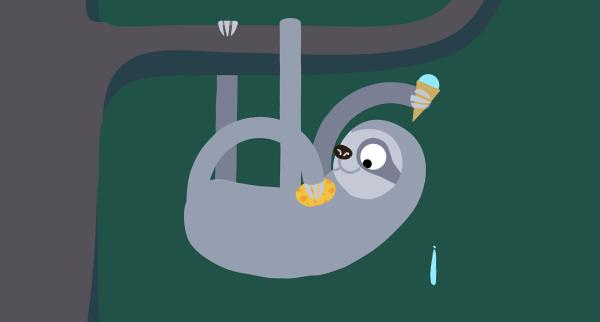 Bild 1 von 7: Das Eis schmilzt, während das Faultier beschäftigt ist.