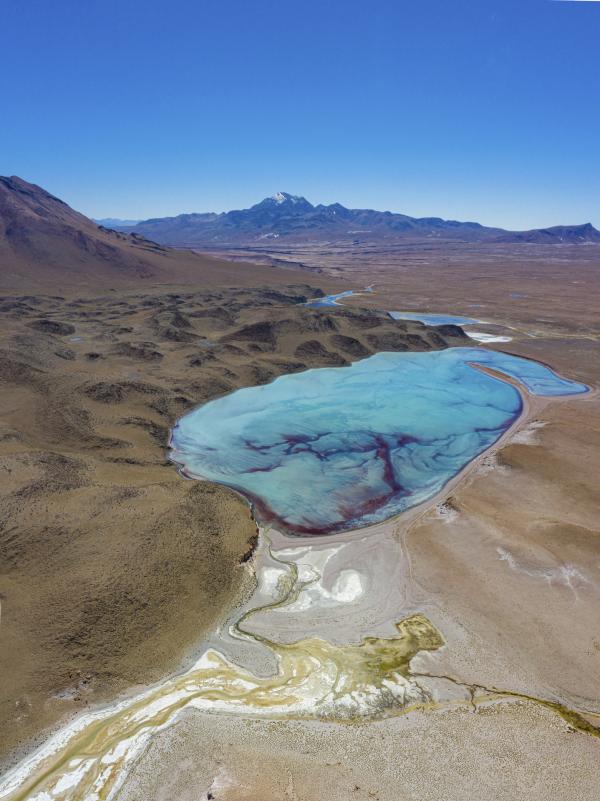 Bild 1 von 8: Die Laguna Celeste auf der Altiplano-Hochebene in Bolivien.