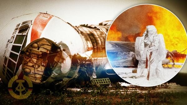 Bild 1 von 7: In Berlin Schönefeld verunglückt 1989 ein Passagierflugzeug der DDR-Airline Interflug. 21 Menschen sterben in den Flammen. Die Hintergründe der Katastrophe kommen nach dem Mauerfall ans Licht.