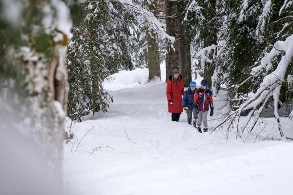Bild 1 von 18: Im Bild: Claudia Barnes mit ihren Söhnen bei einem Waldspaziergang.