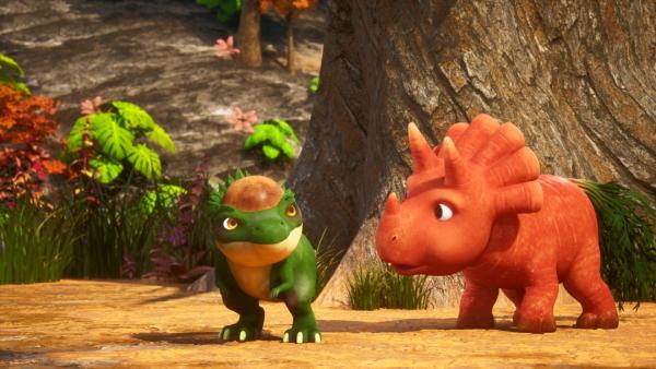 Bild 1 von 4: Ginger wundert sich über das Verhalten des Avocadodon-Babys.© ZDF/Cheeky Little Media - Honorarfreie Verwendung gemäß AGB im redaktionellen Zusammenhang mit genannter Sendung bei Nennung \