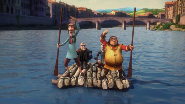 Bild 1 von 1: Auf dem Floss: Francis, Azzurro und Cicala (v.l.)