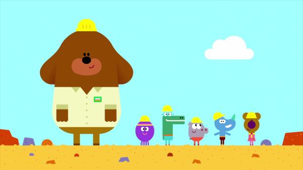 Bild 1 von 1: Duggee und die Quirlies wollen eine Brücke bauen.