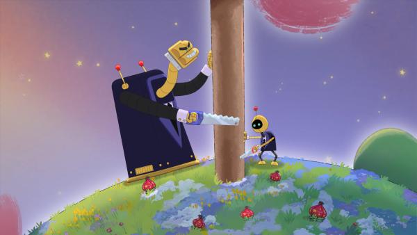 Bild 1 von 2: Der Geschäftsmann hat keine Skrupel, die Bäume zu fällen.