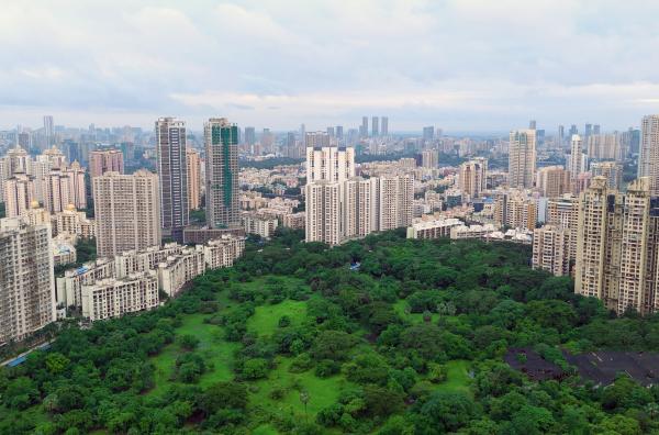 Bild 1 von 2: Wildnis und Großstadt treffen an der Außengrenze des Sanjay-Gandhi-Nationalparks aufeinander.