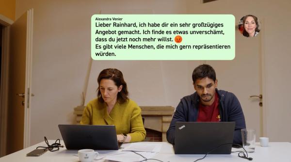 Bild 1 von 20: Im Bild: Cyber-Crime-Experte Sharik Reza und Regisseurin Alexandra Venier, hatten in den vergangenen Monaten Kontakt zu Scammern, die sich als Rainhard Fendrich ausgegeben haben. Sie konnten die Betrüger dazu bringen, sehr viel über sich preiszugeben. Die gesammelten Informationen übergaben sie dem Bundeskriminalamt.
