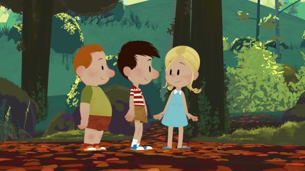 Bild 1 von 5: Im Wald wollen Otto, Nick und Marie-Hedwig Nicks Matheproblem lösen.