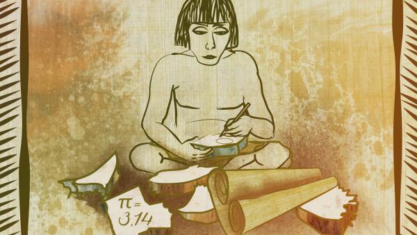 Bild 1 von 14: Im Alten Ägypten gelingt zum ersten Mal die Berechnung des Kreises: 1.550 vor Christus soll Ahmes Lagerstätten schaffen, die bei minimalem Platzverbrauch maximale Getreidemengen speichern können. Ahmes zeichnet einen Kreis in ein Quadrat und unterteilt dieses in 81 kleine Quadrate - davon füllen 64 den Kreis aus. Die Seitenlänge des Quadrates entspricht dem Durchmesser des Kreises. Damit schafft er die Annäherung an eine der wichtigsten Formeln der Mathematik: die Kreiszahl Pi.