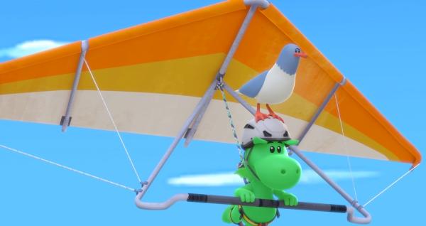 Bild 1 von 5: Immerhin - abgehoben ist die Möwe Sally schon mal mit Fluglehrer Grisu.