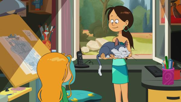 Bild 1 von 4: Die Schwestern haben Papas Zeichnung ruiniert, Nachbars Katze muss als Sündenbock her.