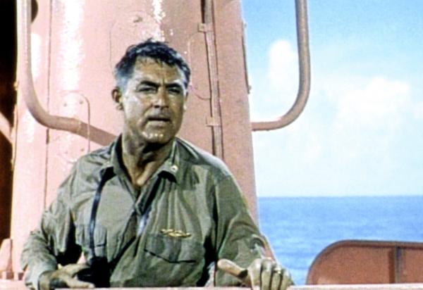 Bild 1 von 2: Kapitän Sherman (Cary Grant) ist mehr als überrascht, als er sein U-Boot im schönsten Rosa leuchten sieht.