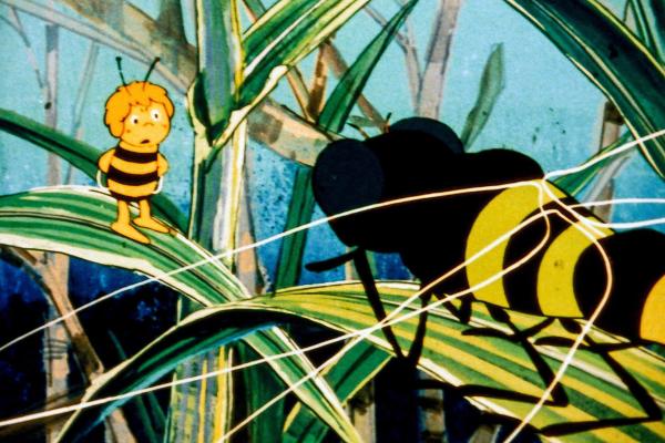 Bild 1 von 7: Im Bild: Maja lernt die Libelle Schnuck kennen. Sie ist sehr beeindruckt von Schnuck?s gekonntem Fliegen und ihren glitzernden Flügeln.