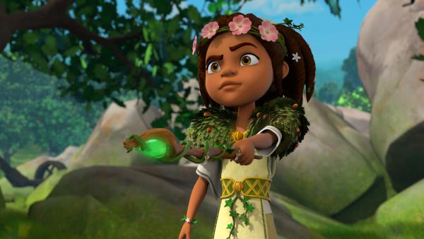 Bild 1 von 3: Die Druidin Katell ist sehr eng mit der Natur verbunden. Sie hat sich dem Schutz von Tieren und Pflanzen verschrieben und diese sind ihr stets zu Diensten.