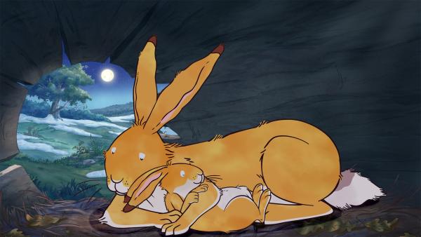 Bild 1 von 5: Der kleine Hase und der große Hase haben sich sehr lieb.© KiKA/SLR Productions Australia Pty.Ltd./Scrawl Studios Pte Ltd./hr/ARD - Honorarfreie Verwendung gemäß AGB im redaktionellen Zusammenhang mit genannter Sendung bei Nennung \