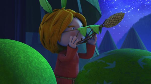 Bild 1 von 7: Gilby will Wickie erschrecken und verkleidet sich als Wolf.