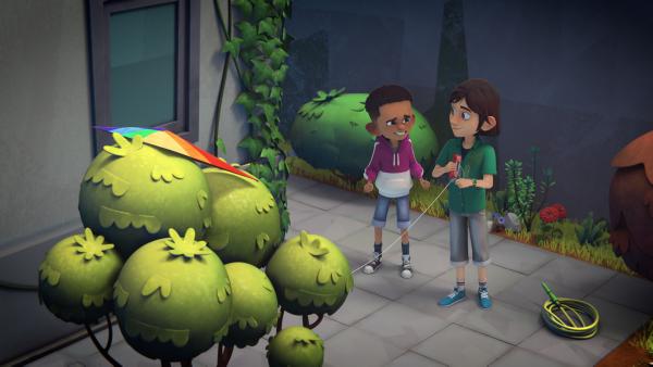 Bild 1 von 5: Tom und Ludo streiten um den Drachen.© SWR/ELLIPSANIME PRODUCTIONS/BELVISION/DARGAUD MEDIA/RTBF , honorarfrei - Verwendung gemäß der AGB im engen inhaltlichen, redaktionellen Zusammenhang mit genannter SWR-Sendung und bei Nennung \