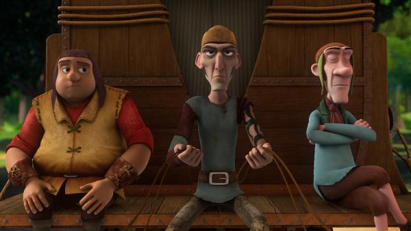 Bild 1 von 3: Mit Diebesgut in der Kutsche: Cicala, Sicario, Francis (v.l.)