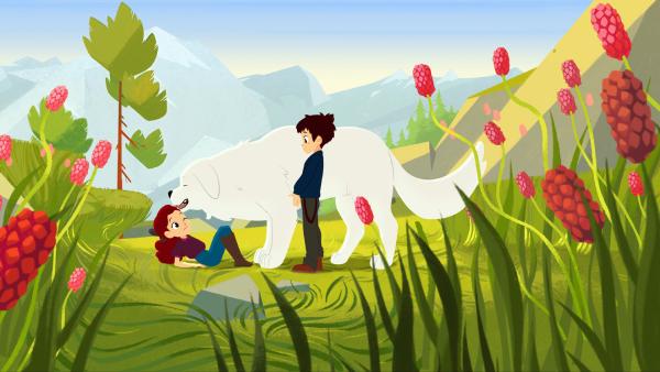 Bild 1 von 5: Adèle (links) und Sebastian (rechts) überlegen, wo das Zicklein sein könnte.