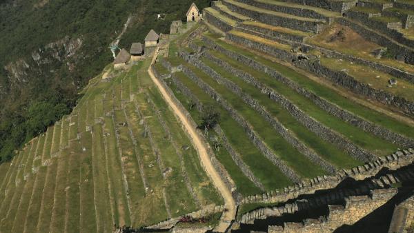 Bild 1 von 5: Mit Hilfe von Terrassen machen die Inka selbst steile Berghänge für die Landwirtschaft nutzbar. Ein ausgeklügeltes System sorgt für ihre Bewässerung.