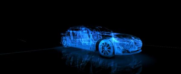 Bild 1 von 2: Ein hochmodernes 3-D-Modell eines Autos.