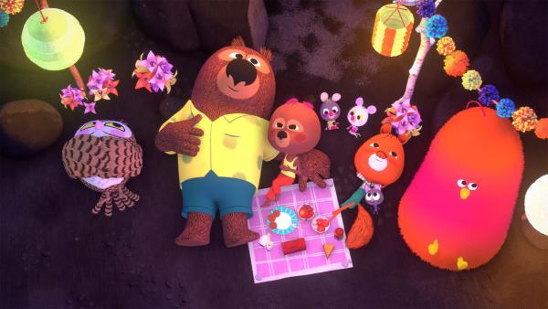 Bild 1 von 1: Baldur, Luzie und ihre Freunde beim Picknick.