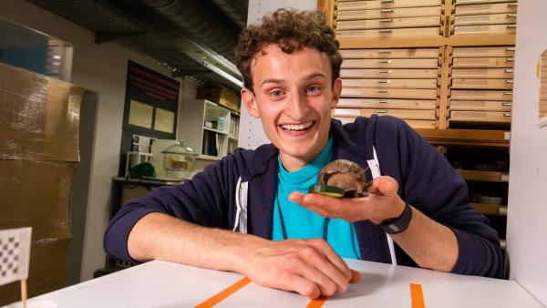 Bild 1 von 6: Julian lernt bei Schneckenforscher Michi einiges über Schnecken.