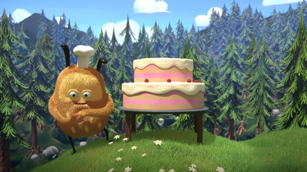 Bild 1 von 3: Kiwi bäckt einen großen Kuchen für einen besonderen Anlass.