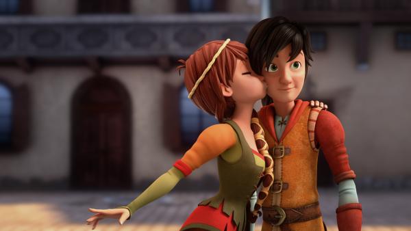 Bild 1 von 3: Lisa küsst Leo.