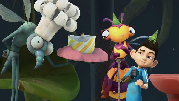 Bild 1 von 7: Gnat hat eine Geburtstagstorte für Lidia und Zak gebacken.
© KiKA/One Animation PTE LTD. - Honorarfreie Verwendung gemäß AGB im redaktionellen Zusammenhang mit genannter Sendung bei Nennung \