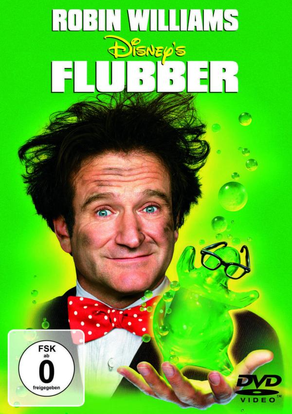 Bild 1 von 2: Das ist ein Gummiklecks - grasgrün, witzig und energiegeladen wie ein Wirbelwind. Und: Flubber kann sogar fliegen, denn sobald er/sie/es an etwas dranklebt, gibt es kein Halten mehr. Entdeckt wird Flubber vom zerstreuten Professor Phillip Brainard (Robin Williams), der gemeinsam mit seiner liebesbedürftigen Roboterassistentin Weebo auf der Suche nach einer neuen Formel für Energie ist. Und so verbummelt er bereits zum dritten Mal die Hochzeit mit seiner geliebten Sara (Marcia Gay Harden). Doch es gibt noch mehr Ärger, denn Brainards hinterlistiger Rivale Wilson Croft (Christopher McDonald) und der fiese Unternehmer Hoenicker versuchen, das grüne Energiebündel Flubber in ihren Besitz zu bringen â?¦